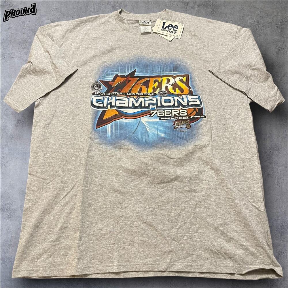 Vintage Philadelphia 76ers Shirt Mens 2XL Gray NBA Eastern Champs 2000s
